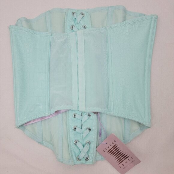 SAVAGE X FENTY Womens MEDIUM Queen of the Galaxy Corset Panty Light Blue Set NWT - Picture 3 of 11